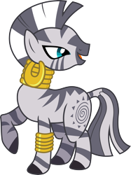 Size: 3000x4004 | Tagged: safe, artist:jeatz-axl, derpibooru import, zecora, zebra, bracelet, ear piercing, earring, female, high res, jewelry, leg rings, neck rings, open mouth, piercing, raised hoof, raised leg, simple background, transparent background, vector