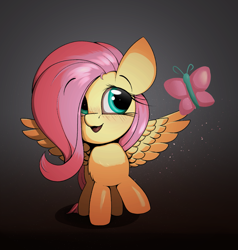 Size: 1903x2000 | Tagged: safe, artist:arume_lux, derpibooru import, fluttershy, butterfly, pegasus, pony, blushing, chest fluff, cute, daaaaaaaaaaaw, female, filly, filly fluttershy, shyabetes, solo, younger