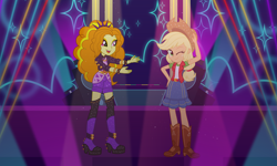 Size: 3333x2000 | Tagged: safe, artist:jasonpleas, derpibooru import, adagio dazzle, applejack, equestria girls