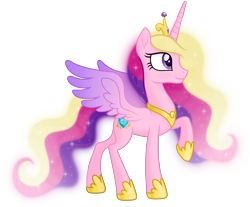 Size: 5000x4140 | Tagged: safe, artist:negatif22, derpibooru import, princess cadance, pony, my little pony: the movie, absurd resolution, alternate hairstyle, alternate tailstyle, beautiful, crown, ethereal mane, ethereal tail, glorious, glow, glowing mane, glowing tail, jewelry, looking forward, majestic, movie accurate, peytral, raised hoof, raised leg, regalia, royalty, smiling, tiara