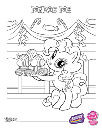 Size: 1500x1875 | Tagged: safe, derpibooru import, pinkie pie, candy, candy cane, coloring page, cookie, cupcake, food, party, rainbow power