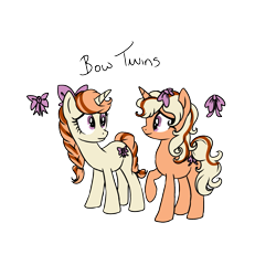 Size: 1417x1417 | Tagged: safe, artist:smilesupsidedown, derpibooru import, oc, oc only, unicorn, base used, bow, braid, braided tail, duo, female, hair bow, horn, mare, raised hoof, raised leg, siblings, simple background, transparent background, twins, unicorn oc