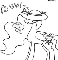 Size: 914x949 | Tagged: safe, artist:notawriteranon, princess celestia, oc, oc:anon, /sun/, ice cream, sun hat, transformation