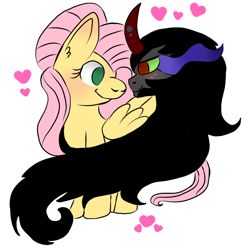 Size: 768x768 | Tagged: safe, artist:moonlighthope123, derpibooru import, fluttershy, king sombra, pegasus, pony, female, heart, looking at each other, male, mare, shipping, simple background, sombrashy, stallion, straight, transparent background