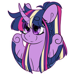 Size: 1280x1280 | Tagged: safe, artist:gingygin, derpibooru import, twilight sparkle, twilight sparkle (alicorn), alicorn, pony, alternate design, bust, female, mare, portrait, simple background, solo, transparent background