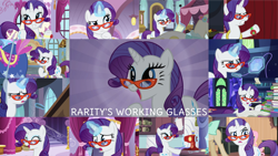 Size: 1280x720 | Tagged: safe, derpibooru import, edit, edited screencap, editor:quoterific, screencap, fluttershy, rarity, pegasus, pony, unicorn, a canterlot wedding, canterlot boutique, castle sweet castle, dragon dropped, fake it 'til you make it, for whom the sweetie belle toils, molt down, rarity takes manehattan, season 1, season 2, season 4, season 5, season 6, season 7, season 8, season 9, shadow play, she's all yak, suited for success, sweet and elite, the saddle row review, :p, ^^, book, carousel boutique, cute, eyes closed, female, glasses, magic, mannequin, mare, messy hair, open mouth, raribetes, rarity's glasses, smiling, telekinesis, tongue, tongue out, twilight's castle