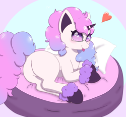 Size: 3236x3000 | Tagged: safe, artist:marshmallowfluff, derpibooru import, pony, :p, colored hooves, curly hair, curly mane, curly tail, female, galarian ponyta, glasses, looking at you, multicolored hair, pokémon, ponyta, tongue, tongue out