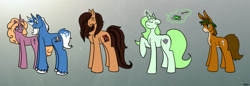 Size: 1280x438 | Tagged: safe, derpibooru import, oc, oc only, oc:charlie foxtrot, oc:merriweather, oc:stonehoof bastion, oc:stormy weathers, oc:wordsmith, donkey, pony, unicorn, artst:stormy-weathers-mlp, female, mare, scar