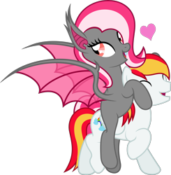 Size: 4114x4196 | Tagged: safe, artist:stockpiston, derpibooru import, oc, oc:miabat, oc:shining sky, bat pony, pegasus, pony