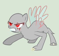 Size: 572x540 | Tagged: safe, artist:rainbowredpony123, artist:softybases, derpibooru import, oc, oc only, hengstwolf, werewolf, angry, bald, base, chest fluff, claws, eye scar, gritted teeth, red eyes, scar, simple background, solo, transformation, wings