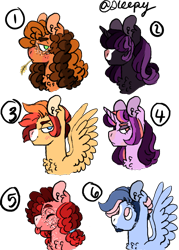Size: 500x700 | Tagged: safe, artist:strawberrysharkie, derpibooru import, oc, oc only, oc:caraml apple brownie, oc:cherry berry bumpkin, oc:glittering geode, oc:ingeous inferno, oc:swirlin' whirlpool, oc:velveteen clyde, earth pony, pegasus, pony, unicorn, beard, blaze (coat marking), bust, chest fluff, coat markings, earth pony oc, facial hair, female, freckles, hair over eyes, horn, magical lesbian spawn, male, mare, offspring, parent:applejack, parent:big macintosh, parent:cheese sandwich, parent:flash sentry, parent:fluttershy, parent:maud pie, parent:pinkie pie, parent:rainbow dash, parent:rarity, parent:soarin', parent:trouble shoes, parent:twilight sparkle, parents:cheesejack, parents:flashdash, parents:flashlight, parents:pinkiemac, parents:rarishoes, parents:soarinshy, parents:twimaud, pegasus oc, simple background, spread wings, stallion, straw in mouth, tongue, tongue out, transparent background, unicorn oc, wings
