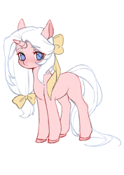 Size: 2480x3508 | Tagged: safe, artist:夏米, derpibooru import, oc, oc only, pony, unicorn, bow, female, hair bow, looking at you, mare, simple background, white background