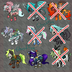 Size: 2000x2000 | Tagged: safe, derpibooru import, oc, alicorn, earth pony, hybrid, original species, pegasus, pony, seapony (g4), shark, siren, aqua, astral, auction, cutie, edgy, faerie, ghostfox, marine, monster, pink, punk, space, toxic, underwater