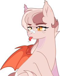 Size: 2403x3052 | Tagged: safe, artist:rickysocks, derpibooru import, oc, oc:pitaya, bat pony, pony, female, forked tongue, mare, simple background, solo, tongue, tongue out, transparent background