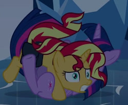 Size: 376x309 | Tagged: safe, derpibooru import, screencap, sunset shimmer, twilight sparkle, twilight sparkle (alicorn), alicorn, pony, unicorn, equestria girls, equestria girls (movie), cropped, duo, duo female, female, mare, out of context