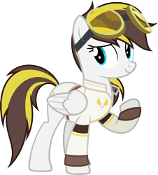 Size: 1327x1470 | Tagged: safe, artist:pegasski, derpibooru import, oc, oc:ruffian, pegasus, pony, clothes, female, goggles, mare, shirt, simple background, solo, transparent background