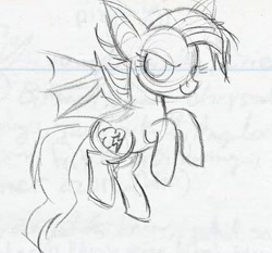 Size: 967x902 | Tagged: safe, artist:lauren faust, derpibooru import, bat pony, pony, monochrome, official art, pencil drawing, sketch, the art of equestria, traditional art