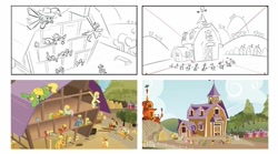 Size: 1080x602 | Tagged: safe, derpibooru import, applejack, apple family reunion, season 3, apple family, apple family member, behind the scenes, comparison, construction helmet, raise this barn, storyboard, the art of equestria