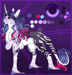 Size: 900x929 | Tagged: safe, artist:malinraf1615, derpibooru import, oc, oc only, oc:marie belle, pony, unicorn, chest fluff, curved horn, female, leonine tail, mare, obtrusive watermark, reference sheet, smiling, solo, unshorn fetlocks, watermark