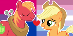 Size: 1000x500 | Tagged: safe, artist:prideponies, derpibooru import, applejack, big macintosh, earth pony, pony, applecest, applemac, bigender, bisexual, female, headcanon, incest, male, mare, shipping, shipping domino, stallion, straight