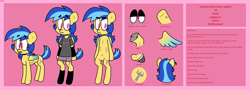 Size: 6006x2160 | Tagged: safe, artist:spritecranbirdie, derpibooru import, oc, oc only, oc:sparky, pegasus, pony, anorexic, bags under eyes, blood, blushing, clothes, colored wings, crying, cutie mark, gradient wings, heart, heart hoof, hoof heart, male, ponysona, reference sheet, teenager, tongue, tongue out, two toned mane, two toned tail, wings