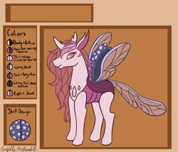 Size: 1750x1500 | Tagged: safe, artist:misskanabelle, derpibooru import, oc, oc only, oc:purple majesty, changedling, changeling, abstract background, base used, changedling oc, changeling oc, reference sheet, signature, smiling, solo