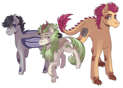 Size: 3500x2500 | Tagged: safe, artist:kikirdcz, derpibooru import, oc, oc only, bat pony, kirin, pony, bat pony oc, kirin oc, trio