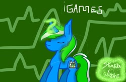 Size: 1200x781 | Tagged: safe, artist:sparkle night, derpibooru import, oc, oc:igames, green background, simple background