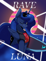 Size: 2738x3600 | Tagged: safe, artist:therealf1rebird, derpibooru import, princess luna, alicorn, pony, clothes, female, high res, horn, looking at you, mare, solo, wings