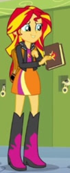 Size: 350x861 | Tagged: safe, derpibooru import, screencap, sunset shimmer, equestria girls, rainbow rocks, book, cropped, solo