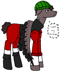 Size: 650x761 | Tagged: safe, artist:agdapl, derpibooru import, pegasus, pony, clothes, crossover, demoman, ears, floppy ears, hat, male, ponified, simple background, solo, species swap, stallion, team fortress 2, transparent background, two toned wings, wings