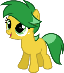 Size: 546x622 | Tagged: safe, artist:pegasski, derpibooru import, oc, oc only, oc:sandy luck, earth pony, pony, base used, earth pony oc, eyelashes, female, filly, looking up, open mouth, simple background, smiling, solo, transparent background