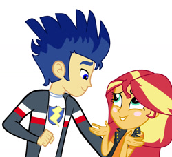 Size: 1280x1165 | Tagged: safe, artist:brightstar40k, derpibooru import, flash sentry, sunset shimmer, human, equestria girls, duo, female, flashimmer, male, shipping, simple background, straight, vector, white background