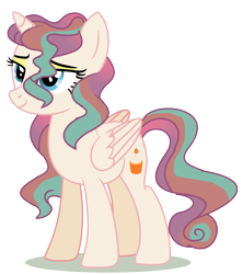 Size: 1179x1328 | Tagged: safe, artist:venomous-cookietwt, derpibooru import, oc, alicorn, pony, female, magical lesbian spawn, mare, offapring, offspring, parent:princess flurry heart, parent:pumpkin cake, solo