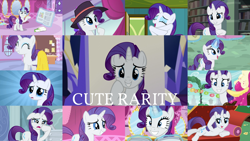 Size: 1280x721 | Tagged: safe, derpibooru import, edit, edited screencap, editor:quoterific, screencap, rarity, snails, snips, pony, unicorn, friendship is magic, putting your hoof down, season 2, season 4, season 5, season 6, tanks for the memories, the saddle row review, cloudsdale, crying, cute, female, glowing horn, gritted teeth, horn, magic, magic aura, no spoilers, open mouth, raised hoof, raised leg, raribetes, solo, teary eyes, teeth