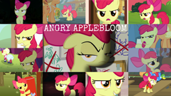 Size: 1280x721 | Tagged: safe, derpibooru import, edit, edited screencap, editor:quoterific, screencap, apple bloom, applejack, big macintosh, earth pony, pony, bloom and gloom, bridle gossip, brotherhooves social, call of the cutie, hard to say anything, just for sidekicks, leap of faith, on your marks, one bad apple, pinkie apple pie, season 1, season 2, season 3, season 4, season 5, somepony to watch over me, the super speedy cider squeezy 6000, twilight time, apple bloom is not amused, apple bloom's bow, applebutt, applejack's hat, bow, clothes, cowboy hat, crossdressing, determined, eyebrows, female, glare, gritted teeth, hair bow, hat, lifejacket, open mouth, orchard blossom, running, teeth, unamused