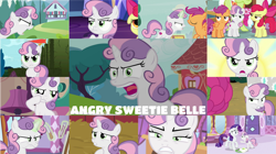 Size: 1280x719 | Tagged: safe, derpibooru import, edit, edited screencap, editor:quoterific, screencap, apple bloom, granny smith, rarity, scootaloo, sweetie belle, earth pony, pegasus, pony, unicorn, for whom the sweetie belle toils, forever filly, growing up is hard to do, hard to say anything, marks and recreation, on your marks, one bad apple, ponyville confidential, school raze, season 2, season 7, surf and/or turf, the big mac question, the return of harmony, twilight time, angry, apple bloom is not amused, apple bloom's bow, bow, cute, cutie mark, cutie mark crusaders, ears, eyebrows, female, floppy ears, glare, glowing horn, hair bow, horn, horns, lip bite, madorable, magic, magic aura, narrowed eyes, puppy dog eyes, raised hoof, raised leg, scootaloo is not amused, siblings, sisters, sweetie belle is not amused, telekinesis, twilight's castle, unamused