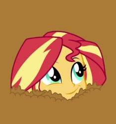 Size: 1206x1288 | Tagged: safe, derpibooru import, edit, sunset shimmer, better together, driving miss shimmer, equestria girls, cropped, female, happy, mud, mud edit, quicksand, smug, smugset shimmer, solo, stuck