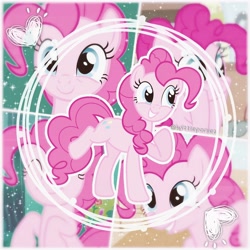 Size: 2560x2560 | Tagged: safe, derpibooru import, edit, edited screencap, editor:wittleponiez, screencap, pinkie pie, earth pony, pony, collage, cute, diapinkes, female, happy, heart, mane, pink, smiling