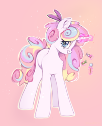 Size: 1233x1518 | Tagged: safe, artist:jennyberry, derpibooru import, oc, unicorn, candy, ear fluff, ears, fluffy, food, lollipop, magic, magic aura, pink background, simple background, sketch, sparkles