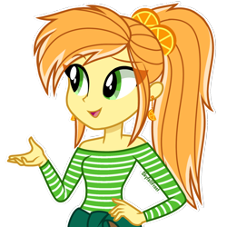 Size: 1448x1448 | Tagged: safe, artist:skyfallfrost, derpibooru import, oc, oc:orange, equestria girls, clothes, female, shirt, simple background, solo, transparent background