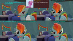 Size: 3840x2160 | Tagged: safe, artist:sexy rd, derpibooru import, rainbow dash, pegasus, pony, series:ask sexy rainbow dash, 3d, alternate universe, ask, blushing, butt, comic, female, high res, large butt, lipstick, mare, plot, rainbow dash's bedroom, rainbow dash's house, rainbutt dash, revamped ponies, room, solo, source filmmaker, wet, wet mane