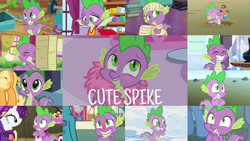 Size: 1280x720 | Tagged: safe, derpibooru import, edit, edited screencap, editor:quoterific, screencap, applejack, princess ember, rarity, spike, dragon, earth pony, pony, unicorn, a dog and pony show, dragon quest, feeling pinkie keen, honest apple, inspiration manifestation, it ain't easy being breezies, molt down, season 1, season 7, season 8, secret of my excess, spike at your service, the crystalling, the times they are a changeling, triple threat, winter wrap up, spoiler:s08, apron, blushing, clothes, cute, dilated pupils, feather boa, female, grin, male, nervous, nervous grin, offscreen character, shrunken pupils, smiling, spikabetes, sweat, winged spike