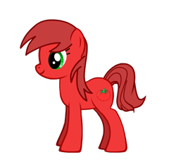 Size: 464x427 | Tagged: safe, oc, oc only, earth pony, pony, pony creator, /mlp/, female, ketchup, profile view, side view, simple background, solo, tomato, transparent background