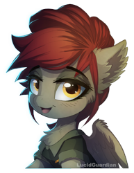 Size: 600x776 | Tagged: safe, artist:lucid-guardian, oc, oc only, pegasus, pony, clothes, female, golden eyes, lidded eyes, officer, open mouth, simple background, transparent background, watermark