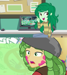 Size: 1920x2160 | Tagged: safe, derpibooru import, edit, edited screencap, screencap, sandalwood, wallflower blush, a banner day, better together, equestria girls, forgotten friendship, computer, female, garden, high res, male, paint, sandalflower, shipping, shipping domino, straight