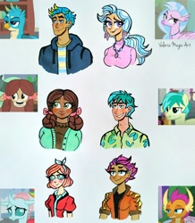 Size: 1866x2143 | Tagged: safe, artist:valeriamagicart, derpibooru import, screencap, gallus, ocellus, sandbar, silverstream, smolder, yona, changedling, changeling, dragon, earth pony, griffon, hippogriff, human, yak, humanized, screencap reference, student six, traditional art