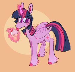 Size: 640x614 | Tagged: safe, artist:peskypawz, derpibooru import, twilight sparkle, twilight sparkle (alicorn), alicorn, pony, female, food, ice cream, leg fluff, licking, magic, mare, solo, telekinesis, tongue, tongue out, unshorn fetlocks