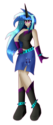 Size: 2700x6291 | Tagged: safe, artist:eeveeglaceon, derpibooru import, dj pon-3, vinyl scratch, human, absurd resolution, female, horn, horned humanization, humanized, nightmare vinyl scratch, nightmarified, simple background, solo, transparent background