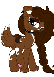 Size: 1304x1862 | Tagged: safe, artist:sajimex, derpibooru import, oc, oc:letitia (min), dog, dog pony, hybrid, pony, collar, dissociative identity disorder, dogified, ears, floppy ears, paws, species swap, underpaw